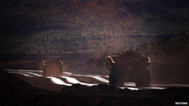 Trucks laden with iron ore, Western Australia