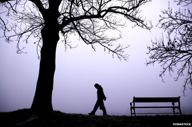 silhouette of person walking alone by trees