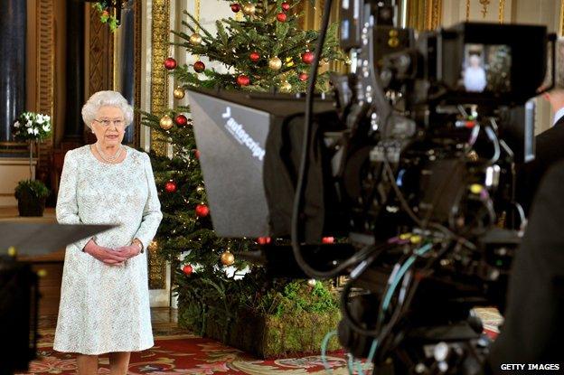 The Queen filming her Christmas speech