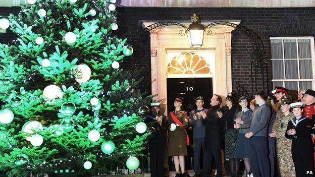 David Cameron at the lighting of the Downing Street Christmas tree earlier this month