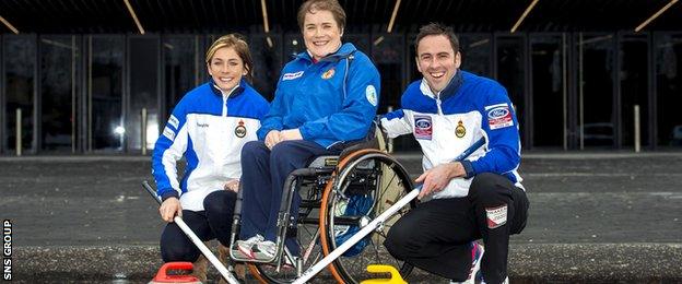 Scotland's three Olympic and Paralympic medal winning curling skips Eve Muirhead, Aileen Neilson and David Murdoch