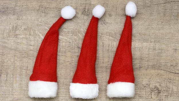 Three santa hats