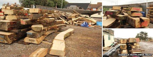 Wood at the site where the replica is being built