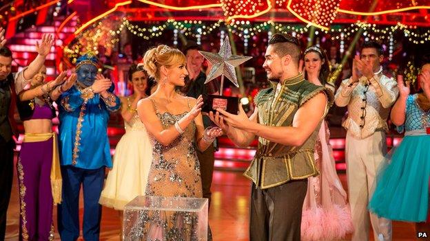 Louis Smith and Aliona Vilani with the trophy