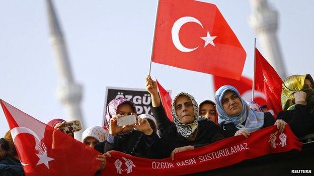 Supporters of the Gulen movement protest in December