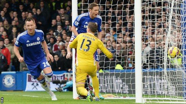 John Terry scores for Chelsea against West Ham