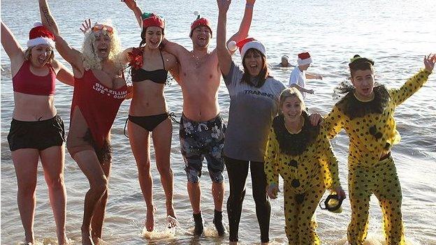 Fundraisers at the Felixstowe Christmas Day dip 2014