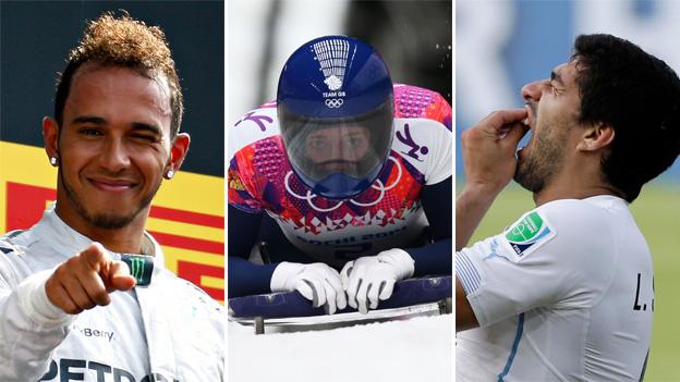 Lewis Hamilton, Lizzy Yarnold and Luis Suarez