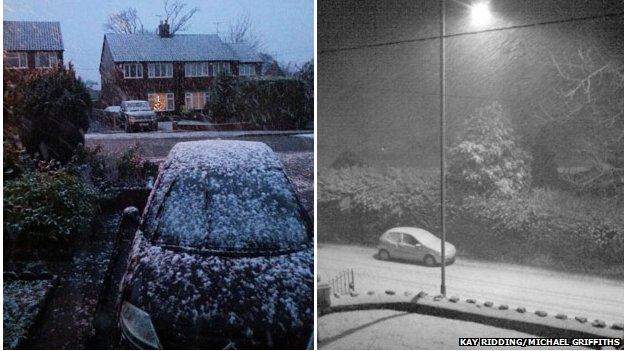 Snowfall on cars