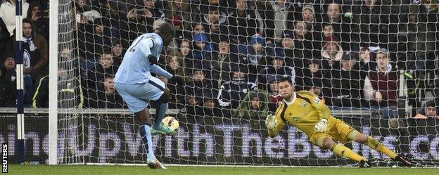 Yaya Toure put Man City 2-0 up from the penalty spot