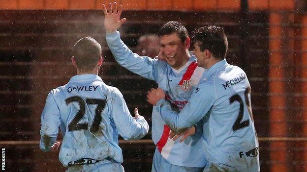 Matthew Tipton scored a brace for Ballymena United