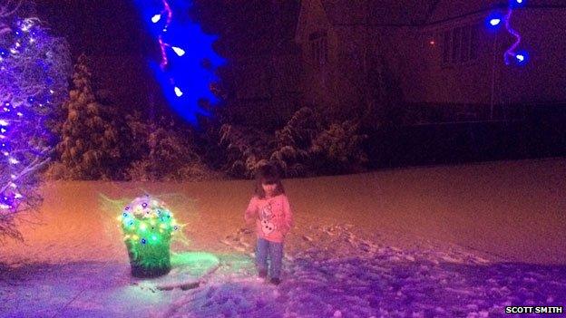 A colourful snow scene in Trelogan in Flintshire