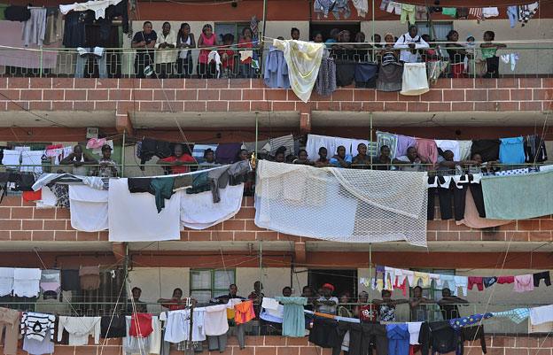 Residents of Eastleigh on their balconies