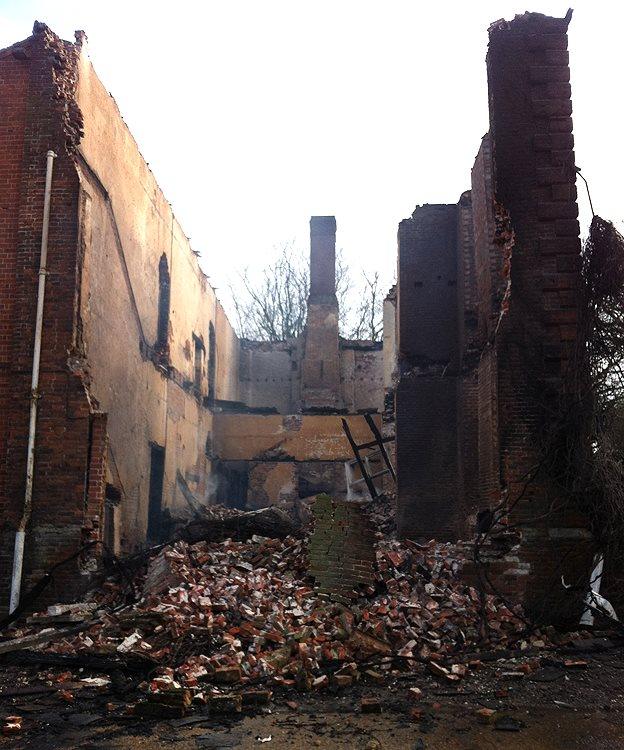 Collapsed interior of Hickling Hall, Norfolk