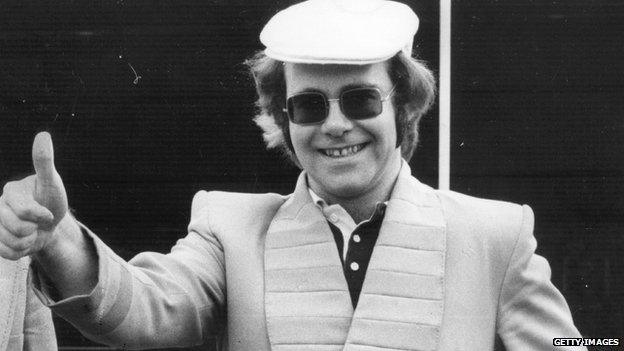 Elton John when Watford FC's chairman in 1985