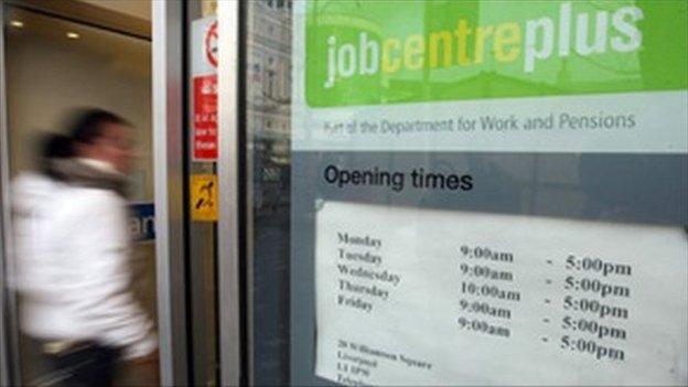 Woman entering a job centre