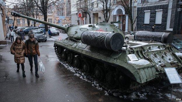 A tank used by pro-Russia rebels in Ukraine