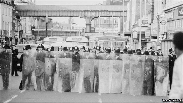 Police with riot shields