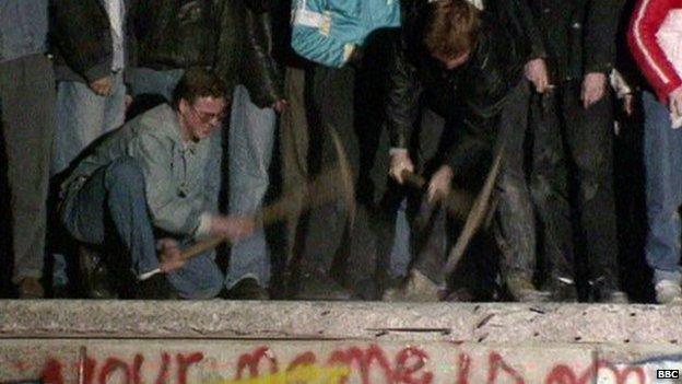 Fall on the Berlin Wall in 1989