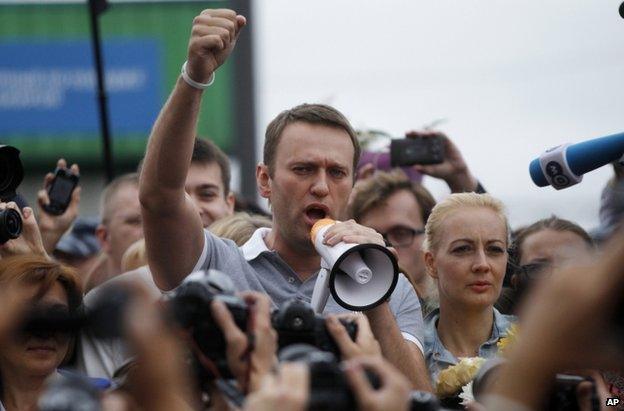 Alexei Navalny after release from jail in July 2013