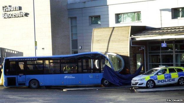 The scene of the crash at Lisburn bus centre