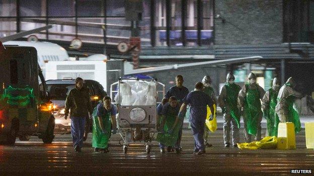 The patient being transferred from hospital in Glasgow