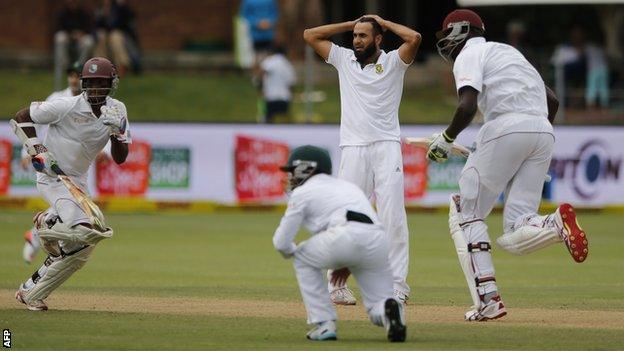 Action from the fourth day of the second Test