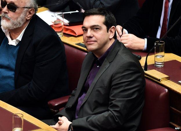 Syriza leader Alexis Tsipras in parliament, 23 Dec 14