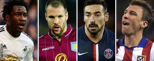 Wilfried Bony, Ron Vlaar, Ezequiel Lavezzi and Mario Mandzukic