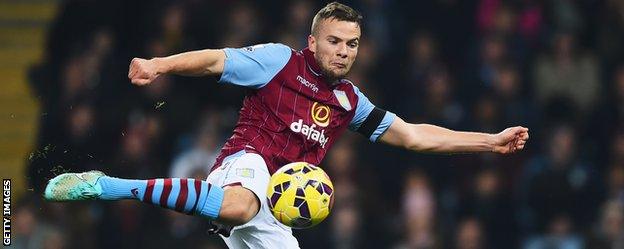 Aston Villa's on-loan midfielder Tom Cleverley