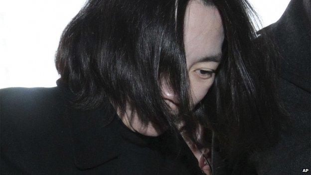 Cho Hyun-ah arrives at the Seoul Western District Prosecutors Office in Seoul, South Korea, Tuesday 30 December 2014