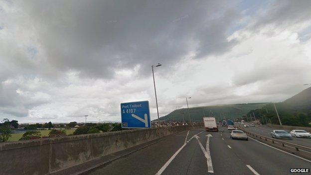 M4 motorway at Junction 40, Port Talbot