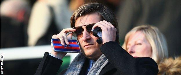 Steve Parish, co-Chairman of Crystal Palace looks on prior to the Barclays Premier League match between Queens Park Rangers and Crystal Palace at Loftus Road