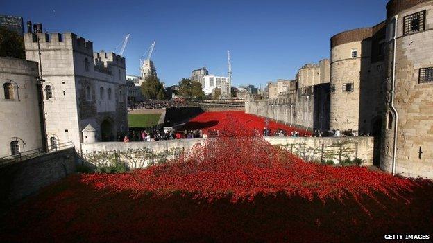 Tower of London poppy display