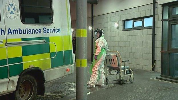 Medical worker waiting to meet patient at Aberdeen Royal Infirmary