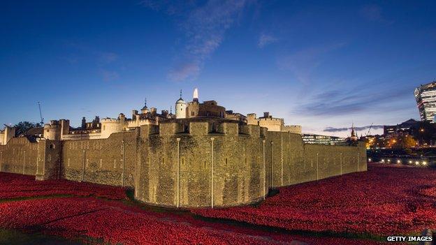 Poppy installation at Tower of London