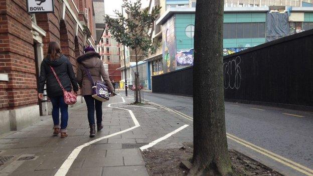 Cycle lane in Nelson Street, Bristol