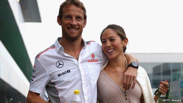 Jenson Button and Jessica Michibata