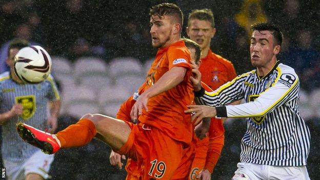 Craig Slater holds the ball up for Kilmarnock