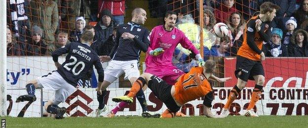 Stuart Armstrong scores for Dundee United against Dundee