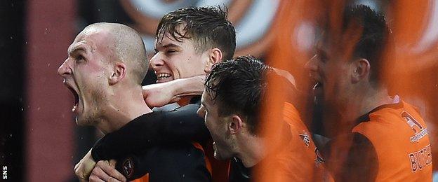 Dundee United players celebrating