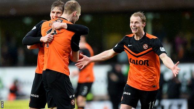 Dundee United players celebrating