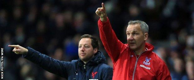 Keith Millen (right) on the touchline at Villa Park