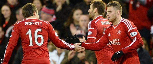 Aberdeen players celebrating