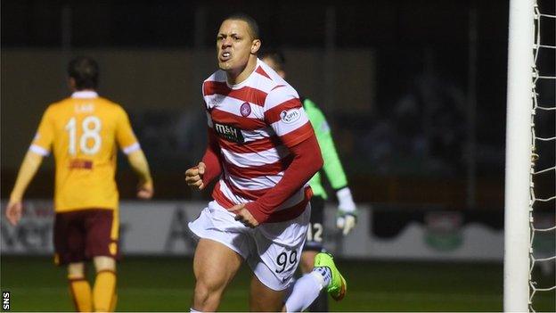 Mickael Antoine-Curier celebrates scoring Hamilton's third