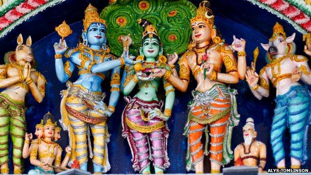 Statues of Hindu gods in Highgate Hill Murugan Hindu Temple, London