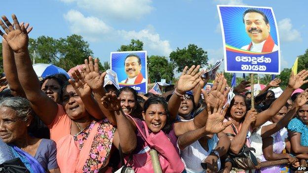 Rajapaksa's followers at a rally in Vavuniya this week