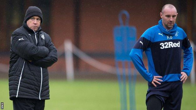 Rangers caretaker manager Kenny McDowall and striker Kris Boyd during training