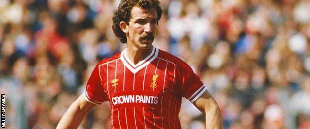 Liverpool midfielder Graeme Souness in action against Notts County at Meadow Lane in 1984