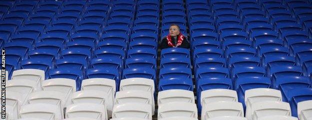 Lone fan at Cardiff City Stadium